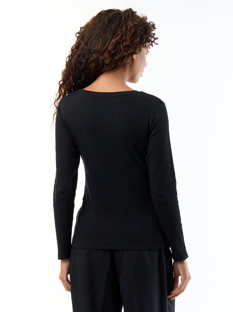 Tee-shirt de maternité en rib Noir - Kiabi