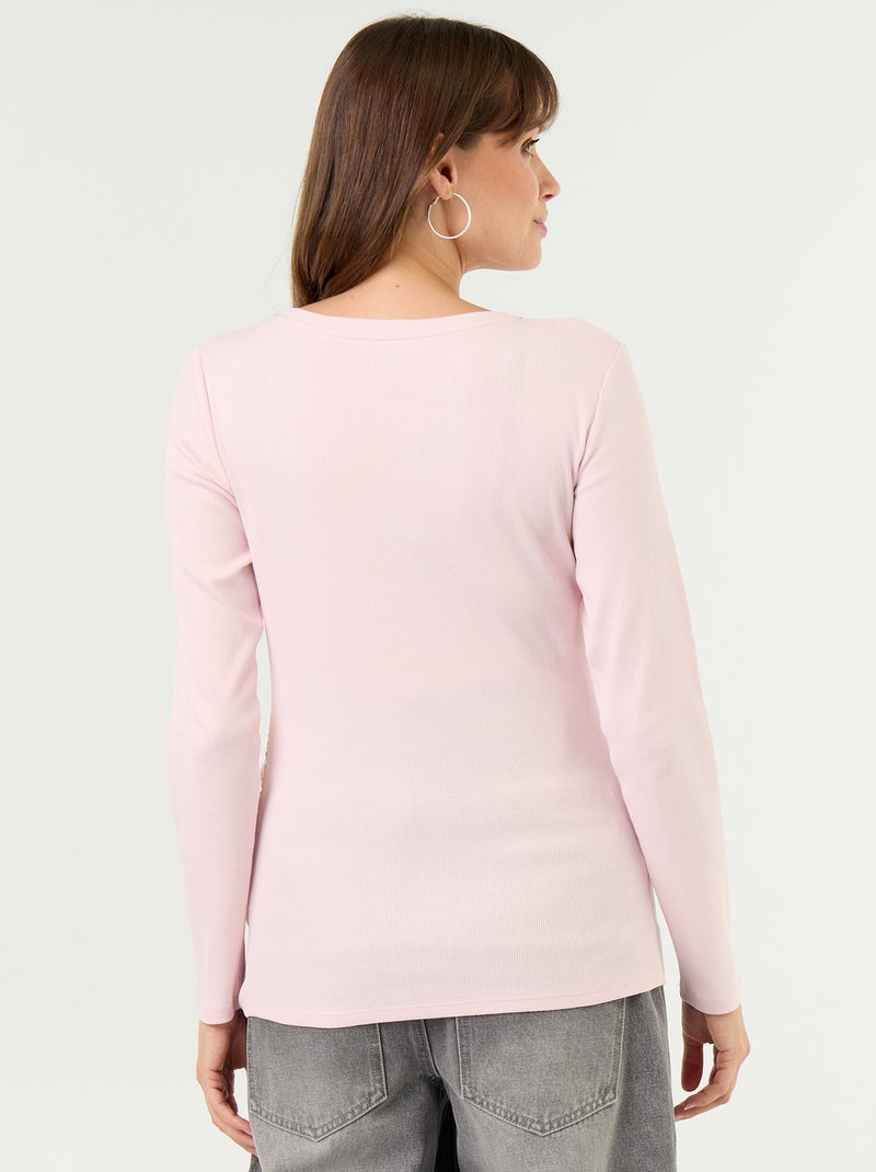 Tee-shirt de maternité en rib Rose - Kiabi
