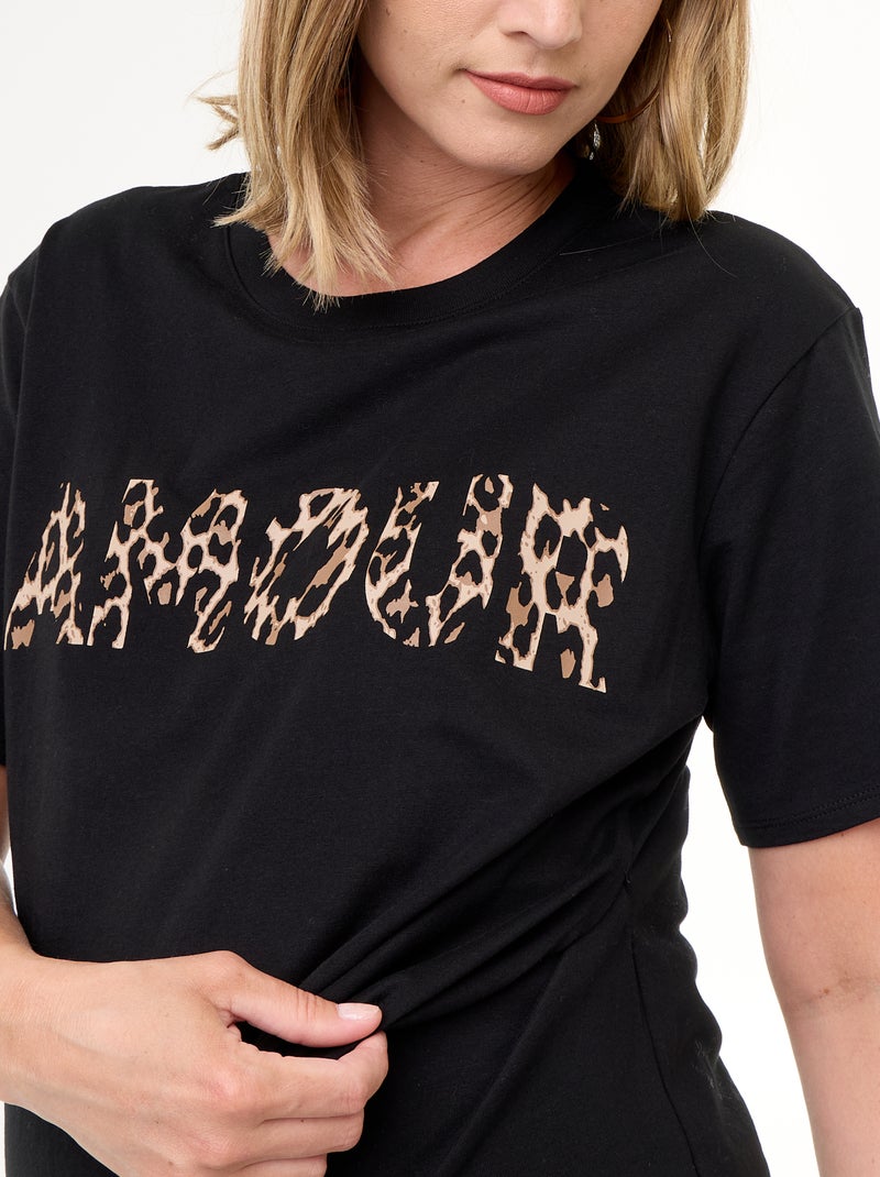 Tee-shirt de maternité imprimé Noir - Kiabi