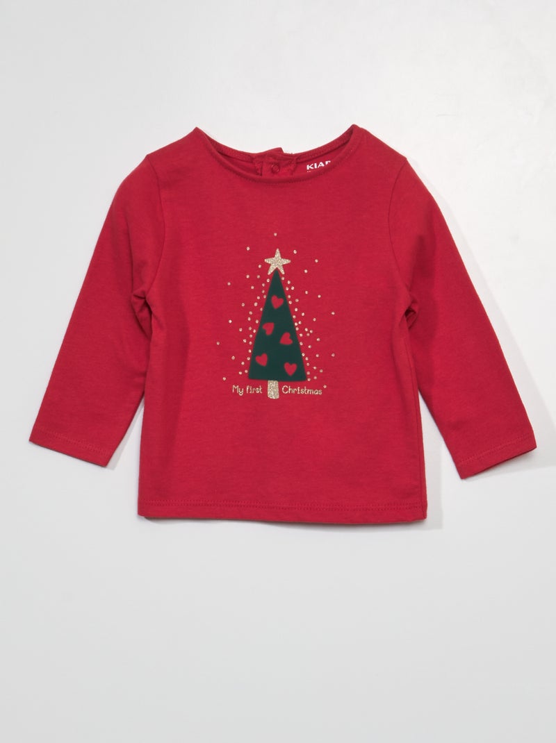Tee-shirt de Noël avec sapin Rouge - Kiabi
