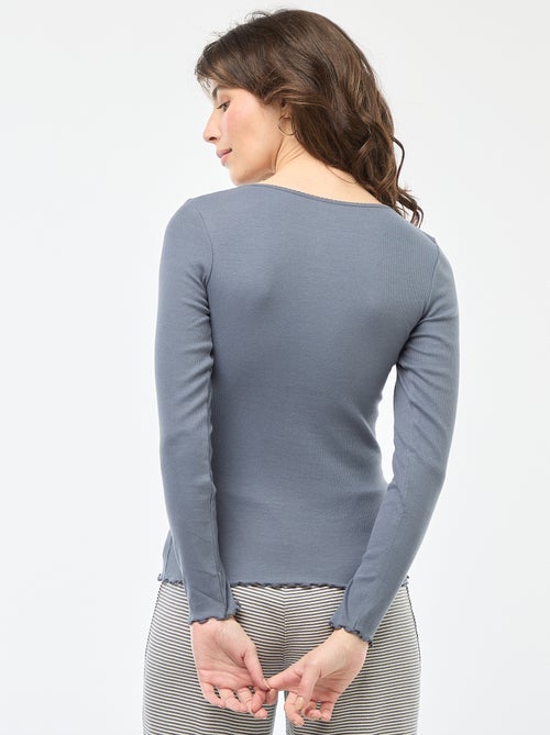 Tee-shirt de pyjama côtelé - Kiabi