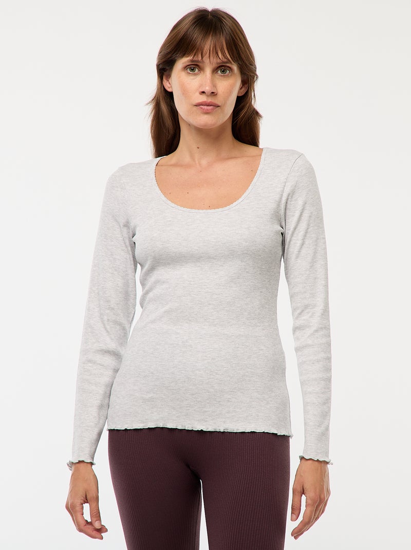 Tee-shirt de pyjama côtelé Gris - Kiabi