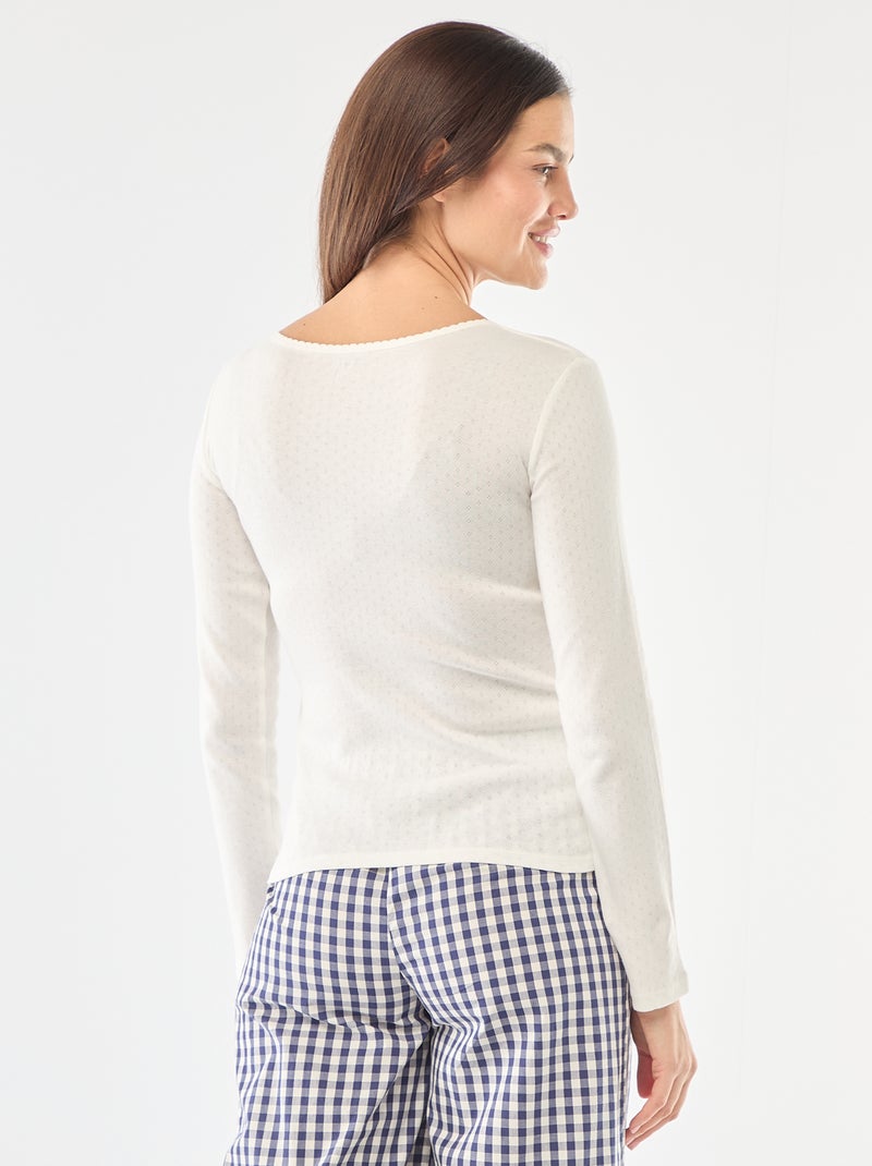 Tee-shirt de pyjama en maille pointelle Blanc - Kiabi