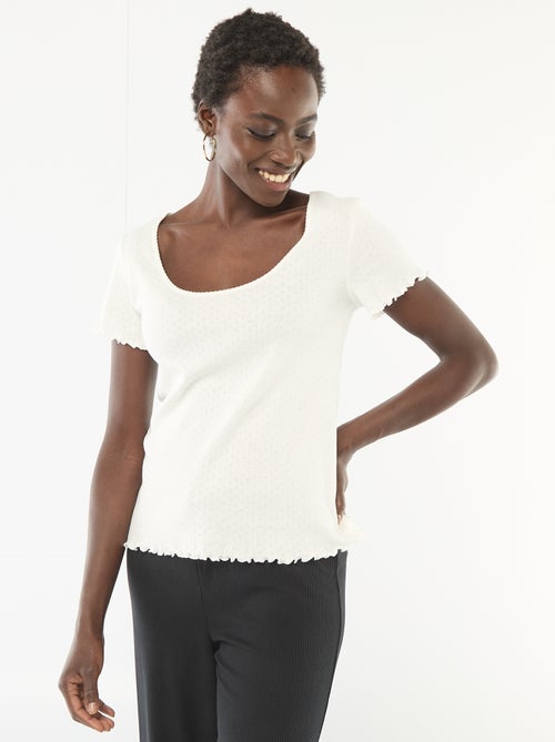 Tee-shirt de pyjama en maille pointelle - Kiabi