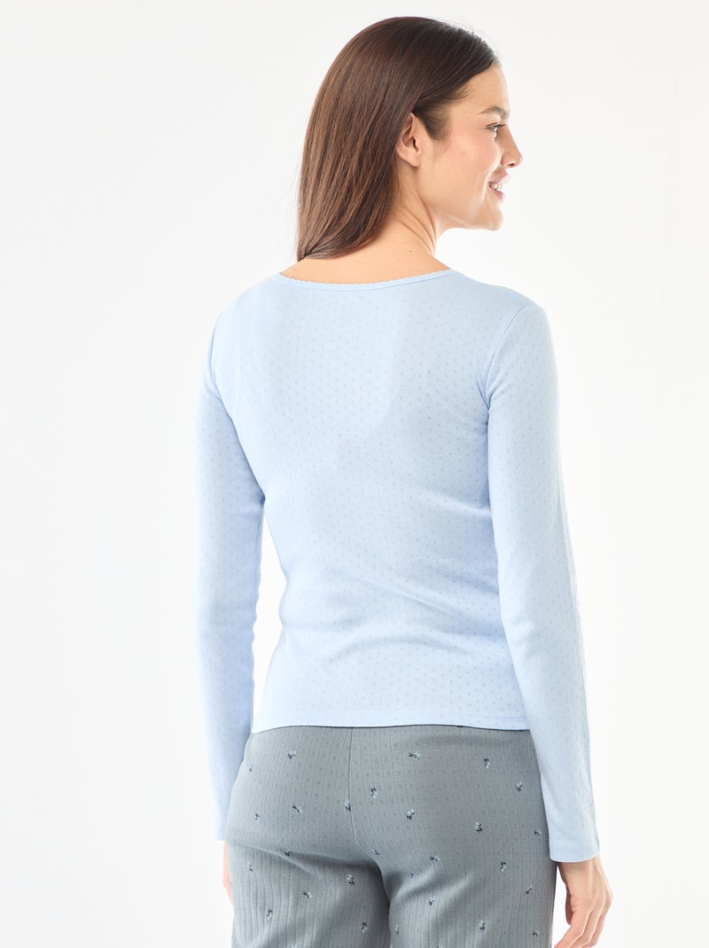 Tee-shirt de pyjama en maille pointelle Bleu - Kiabi