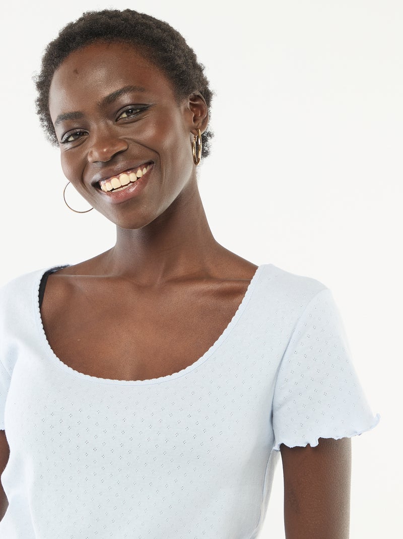 Tee-shirt de pyjama en maille pointelle Bleu - Kiabi