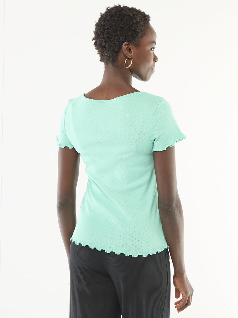 Tee-shirt de pyjama en maille pointelle Vert - Kiabi