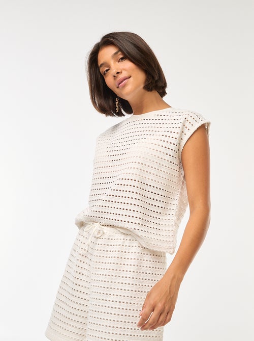 Tee-shirt débardeur en crochet ajouré - Kiabi