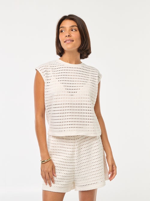 Tee-shirt débardeur en crochet ajouré - Kiabi