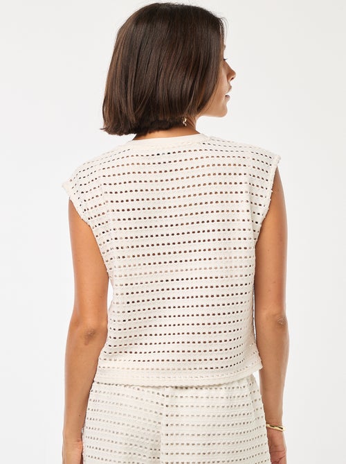 Tee-shirt débardeur en crochet ajouré - Kiabi