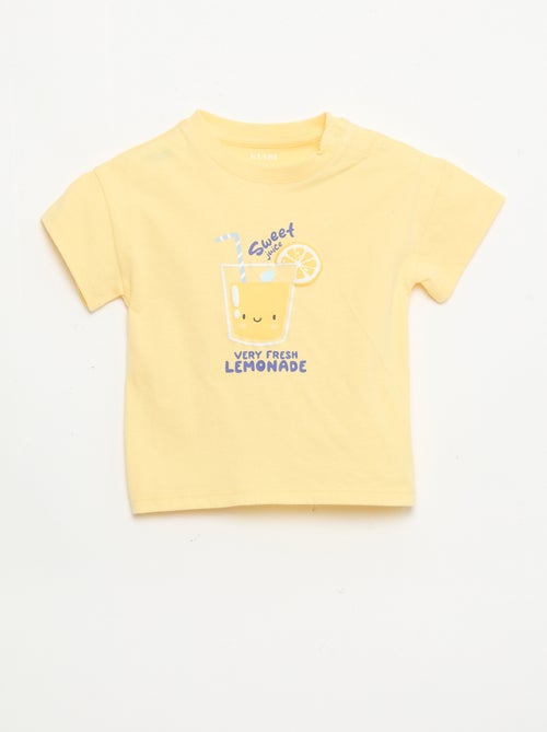 Tee-shirt en coton avec broderie poitrine - Kiabi