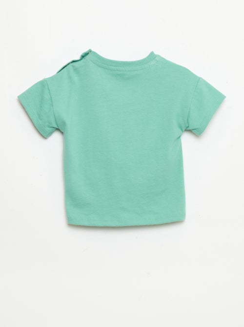 Tee-shirt en coton avec broderie poitrine - Kiabi