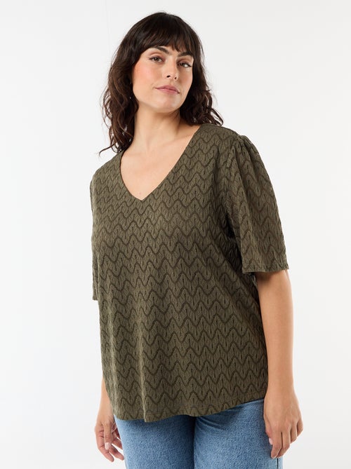 Tee-shirt en dentelle ajourée - Kiabi