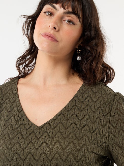 Tee-shirt en dentelle ajourée - Kiabi