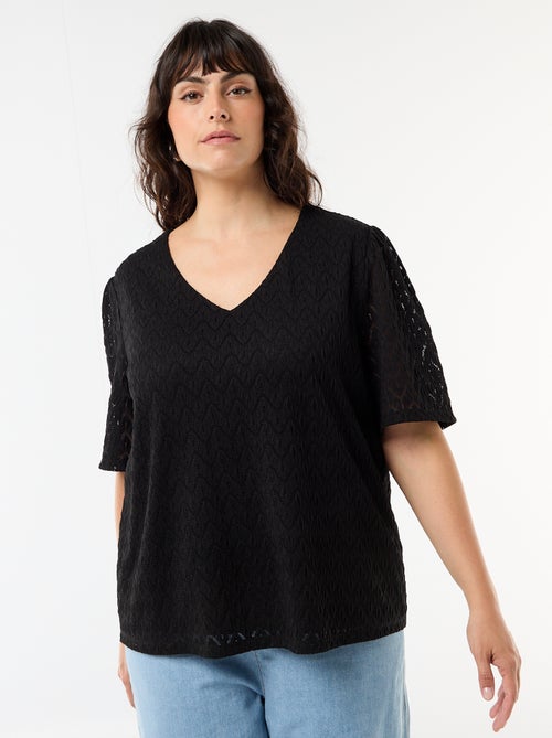 Tee-shirt en dentelle ajourée - Kiabi