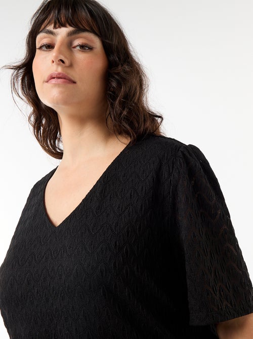 Tee-shirt en dentelle ajourée - Kiabi