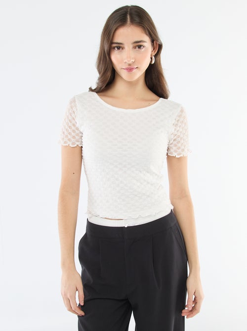 Tee-shirt en dentelle avec dos échancré - Kiabi
