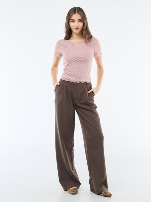 Tee-shirt en dentelle avec dos échancré - Kiabi