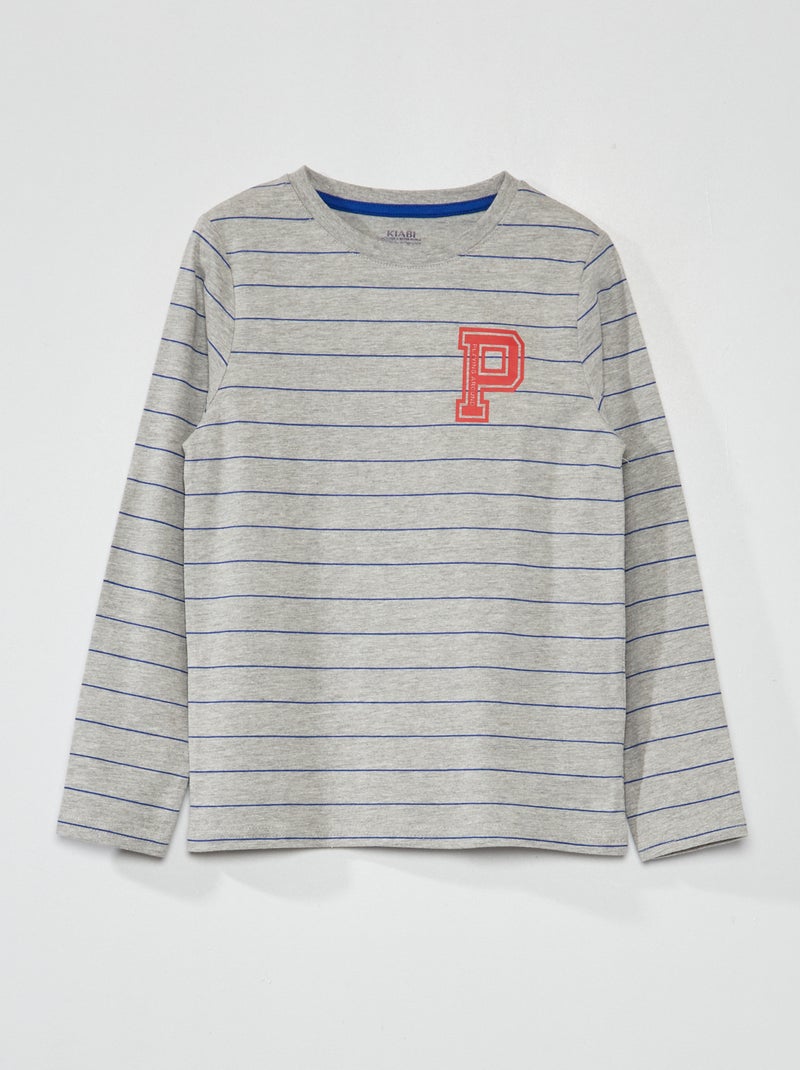 Tee-shirt en jersey à manches longues Gris - Kiabi