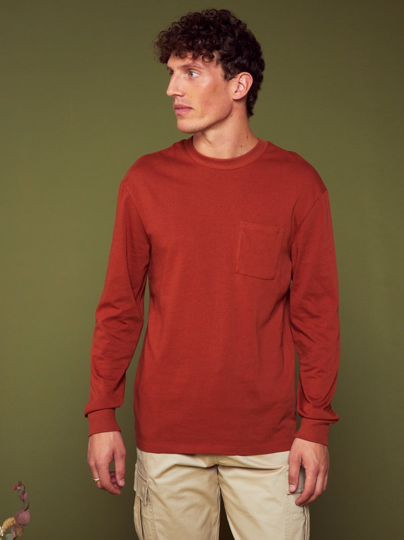 Tee-shirt en jersey à manches longues marron - Kiabi