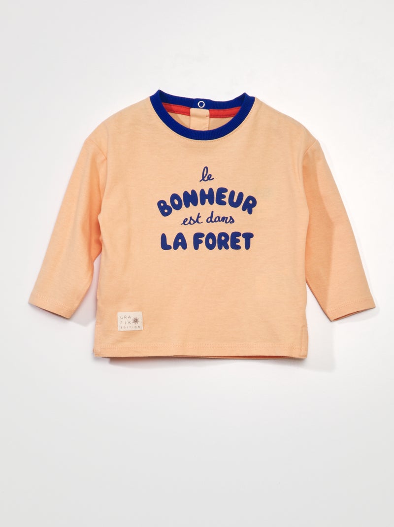 Tee-shirt en jersey à manches longues Pêche - Kiabi
