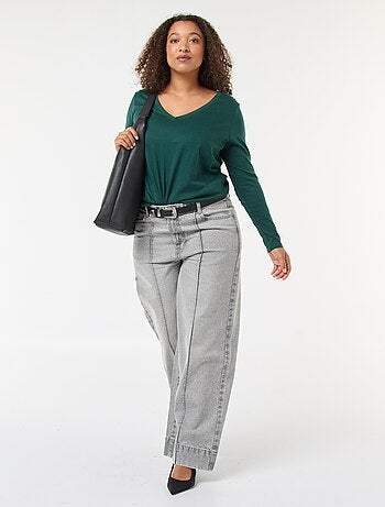 Tee-shirt en jersey avec col V et manches longues