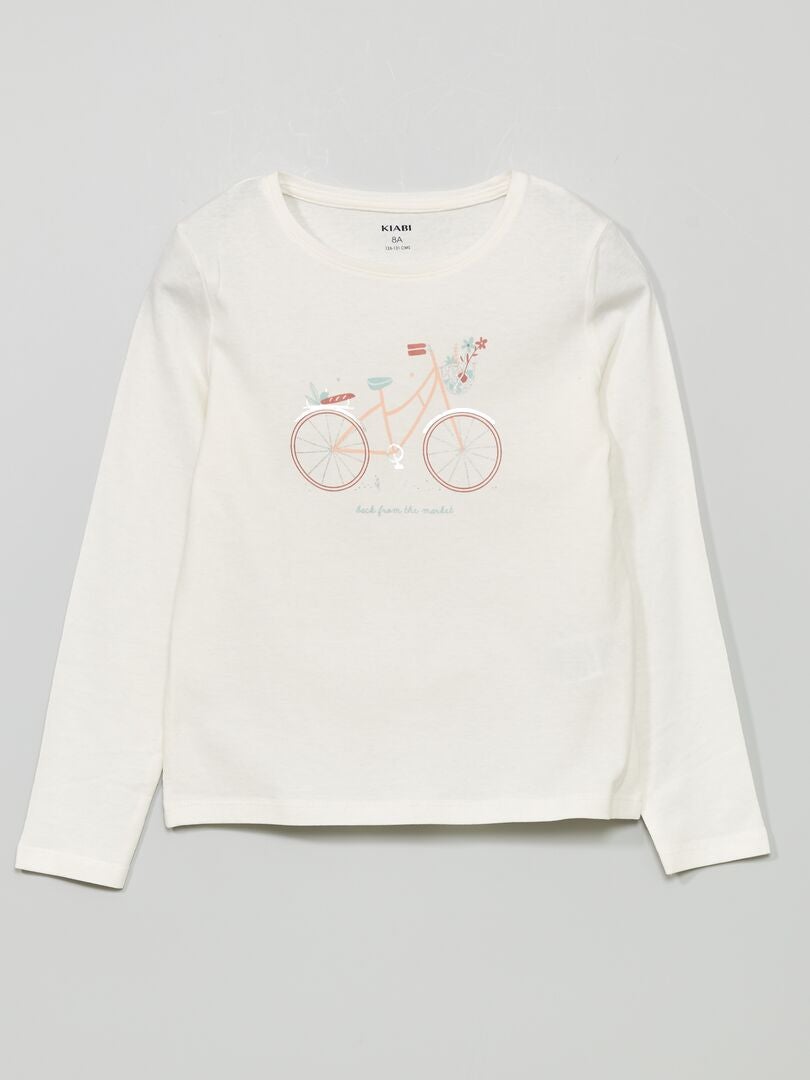 Tee-shirt en jersey avec imprimé fantaisie Blanc 'vélo' - Kiabi