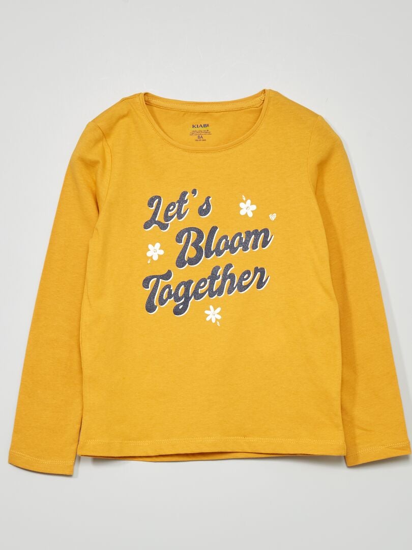 Tee-shirt en jersey avec imprimé fantaisie Jaune 'Bloom' - Kiabi
