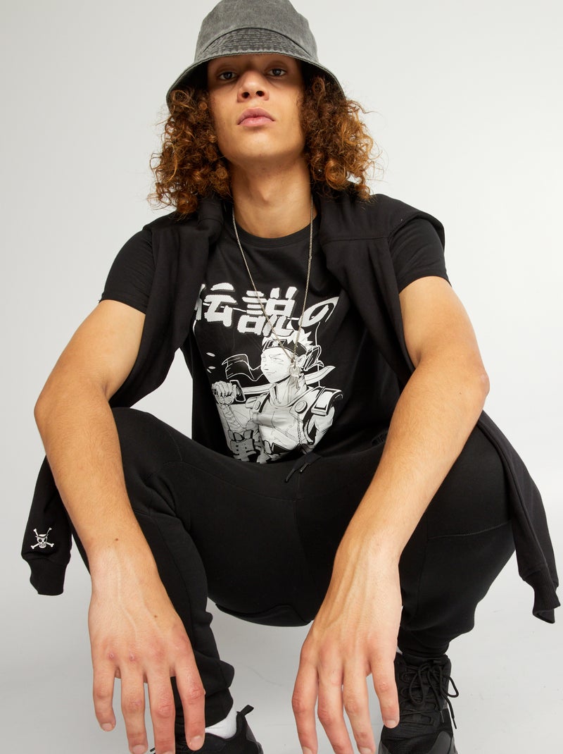 Tee-shirt en jersey avec imprimé Noir - Kiabi