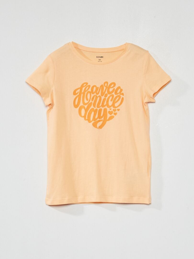 Tee-shirt en jersey avec imprimé Orange - Kiabi