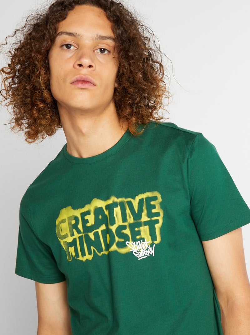 Tee-shirt en jersey avec imprimé Vert - Kiabi