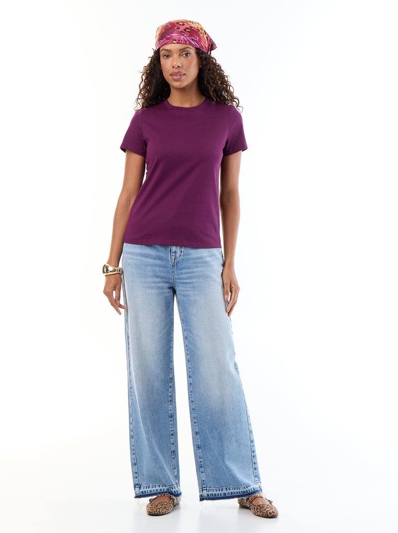 Tee-shirt en jersey manches courtes Violet - Kiabi