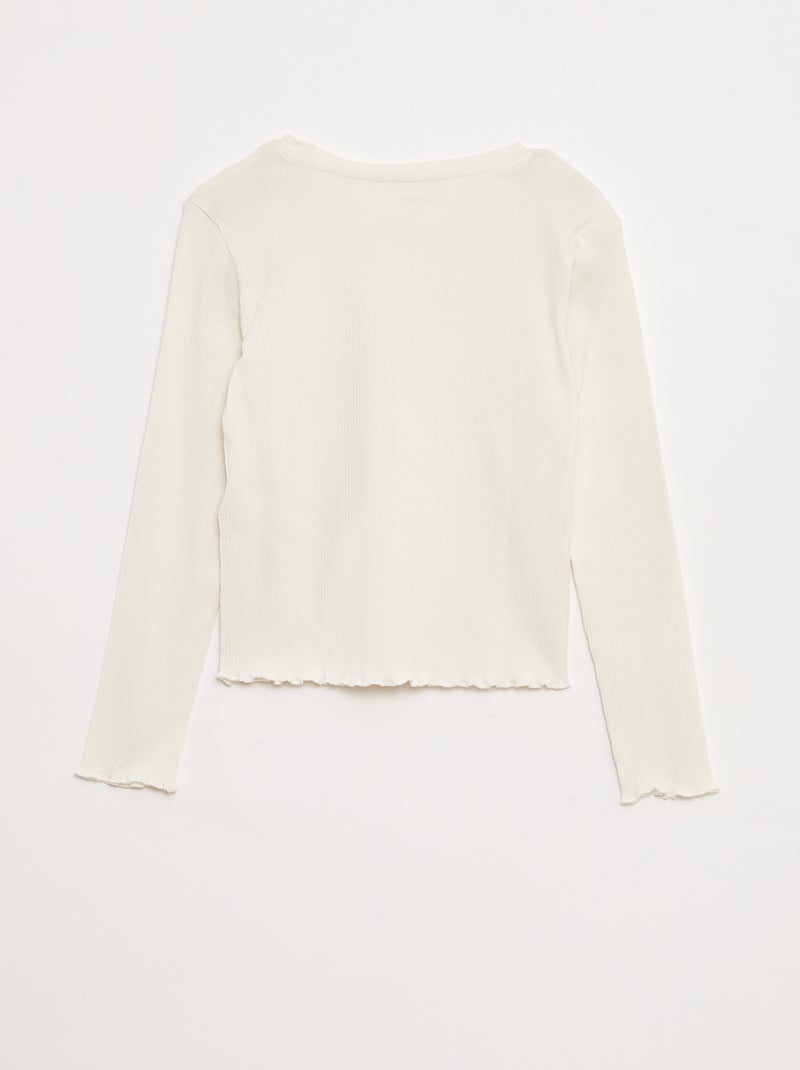 Tee-shirt en maille côtelée blanc - Kiabi