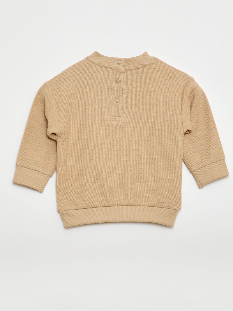 Tee-shirt épais avec animal brodé Beige - Kiabi