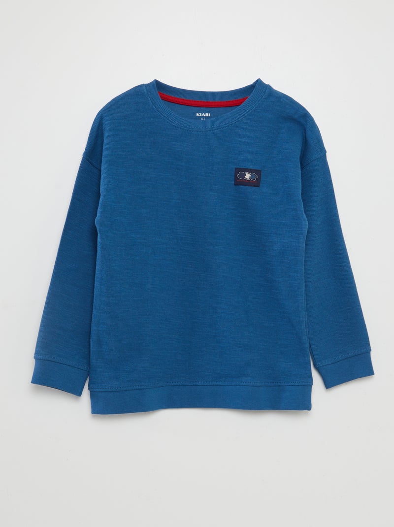 Tee-shirt esprit sweat Bleu - Kiabi