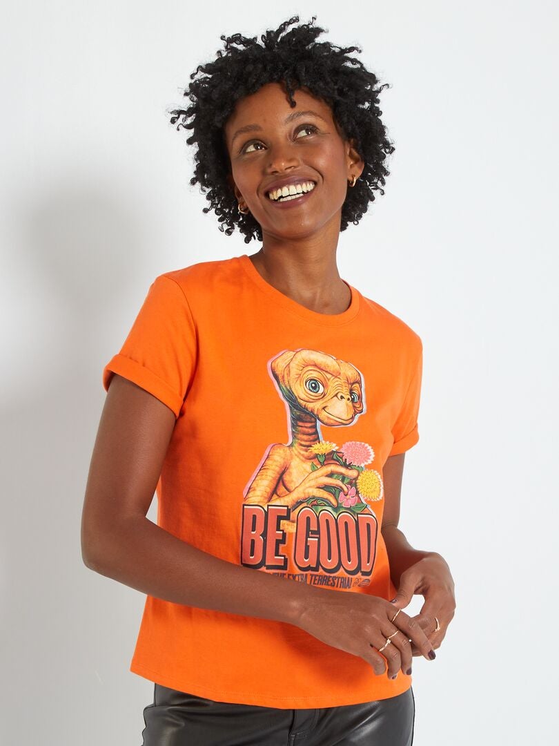 Tee-shirt 'E.T' manches courtes Orange - Kiabi