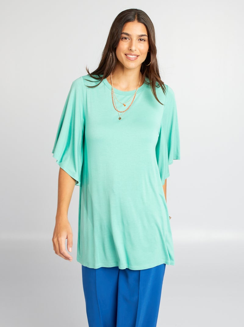 Tee-shirt fluide manches chauve-souris Vert - Kiabi