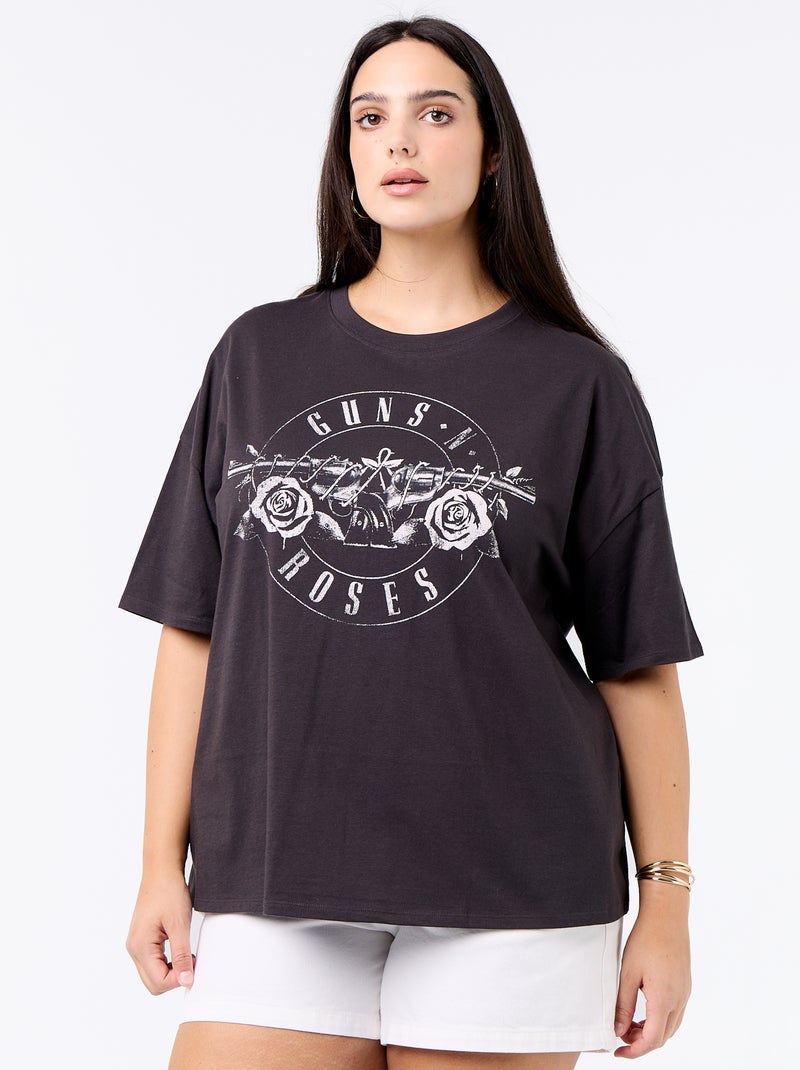 Tee-shirt 'Guns'n'Roses' à manches courtes Noir - Kiabi