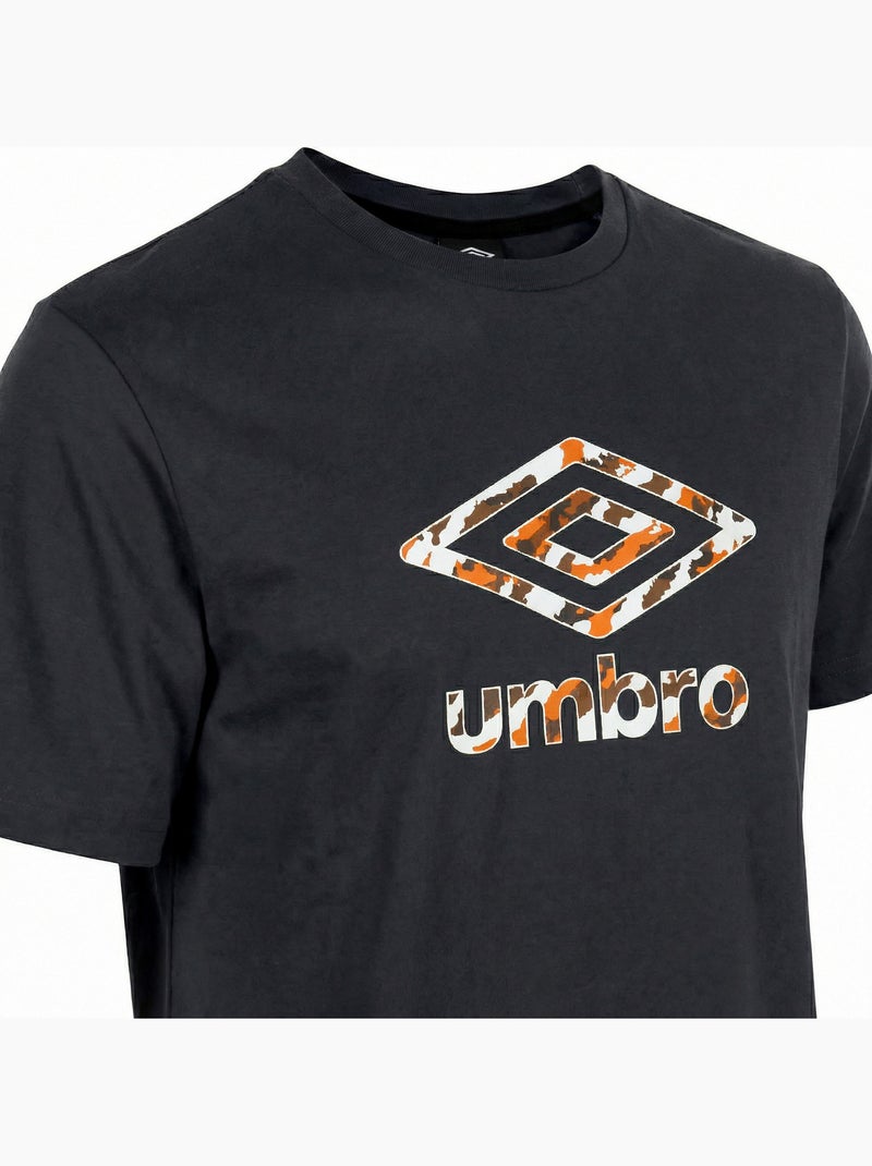 Tee shirt homme col rond en coton 160gsm et logo imprimé camo  umbro Noir - Kiabi