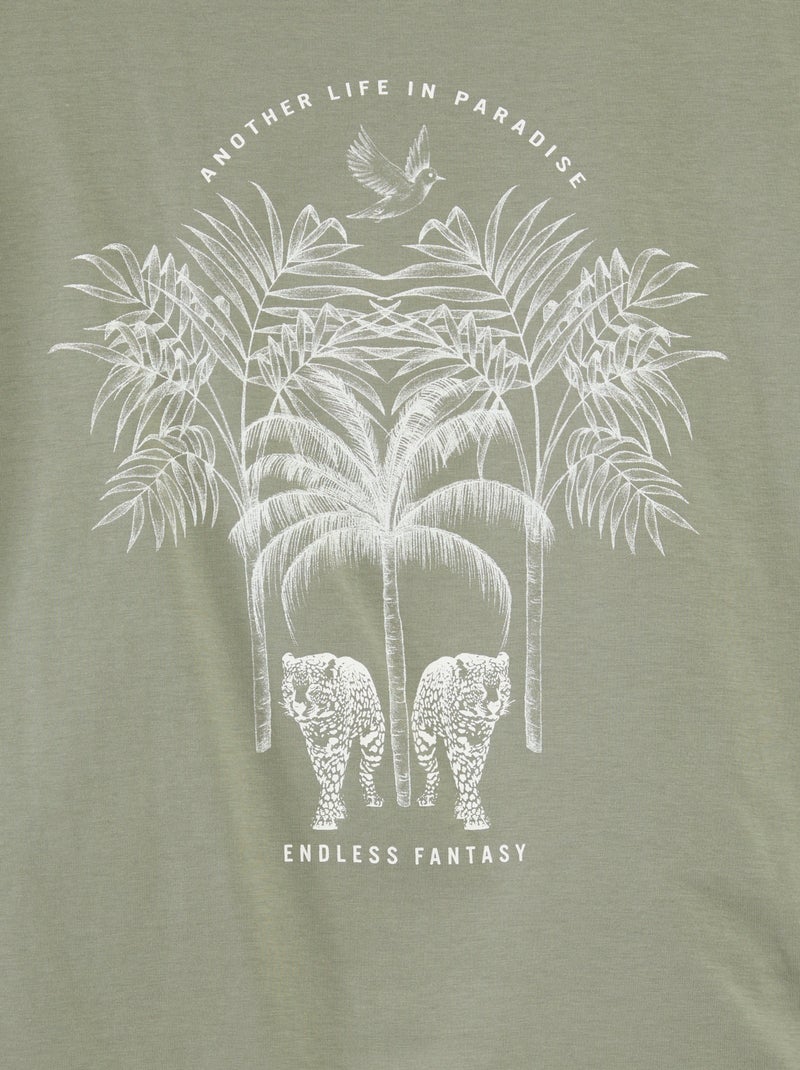 Tee-shirt imprimé - collection facile à enfiler Gris vert - Kiabi