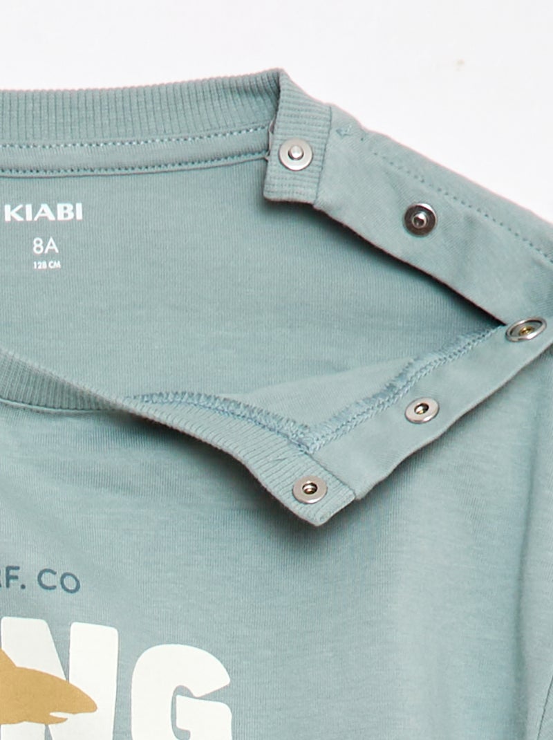 Tee-shirt imprimé à manches courtes - Collection facile à enfiler Bleu - Kiabi
