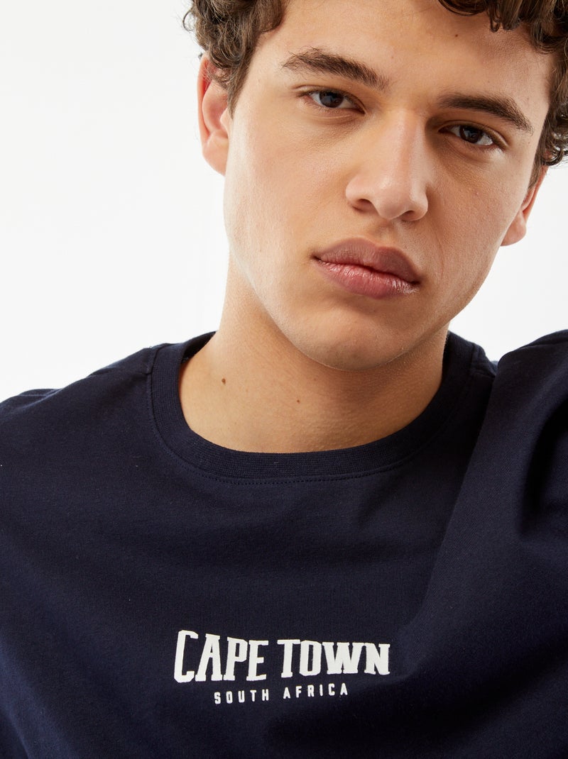 Tee-shirt imprimé à messages Bleu - Kiabi