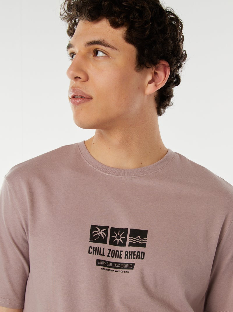 Tee-shirt imprimé à messages Rose - Kiabi