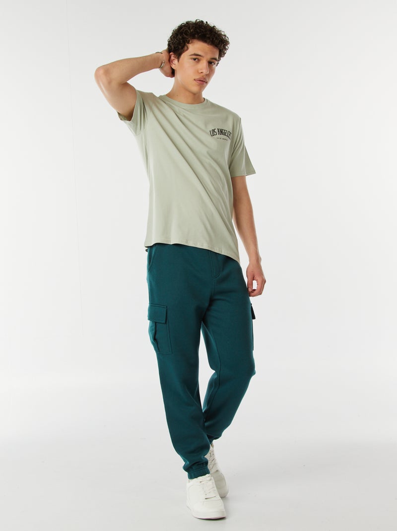 Tee-shirt imprimé à messages Vert - Kiabi