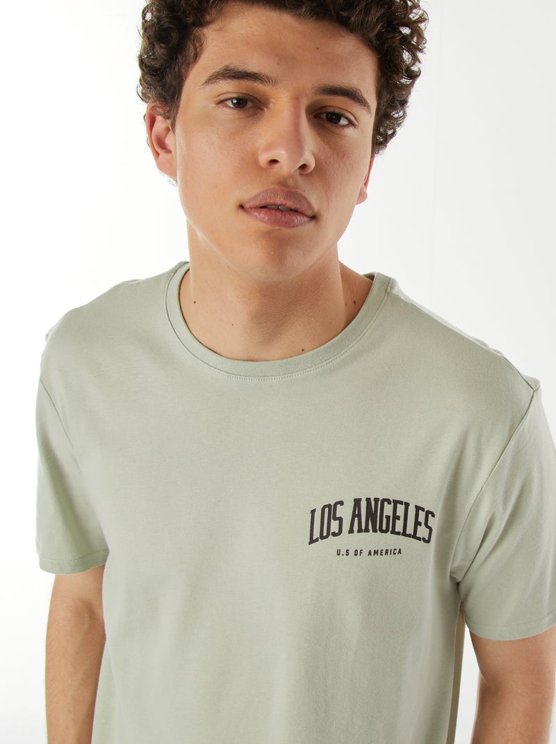 Tee-shirt imprimé à messages Vert - Kiabi