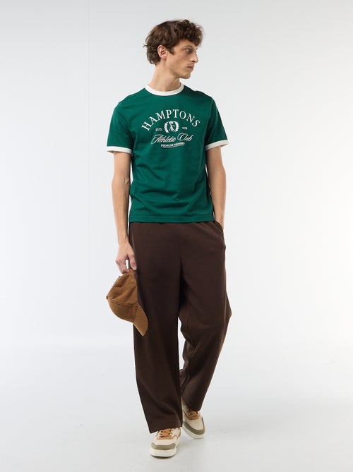 Tee-shirt imprimé avec biais contractant - Kiabi