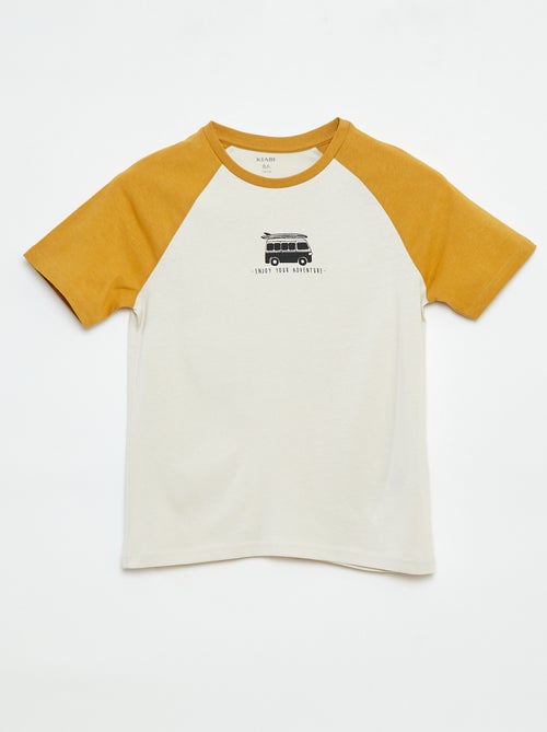 Tee-shirt imprimé avec manches courtes raglan - Kiabi