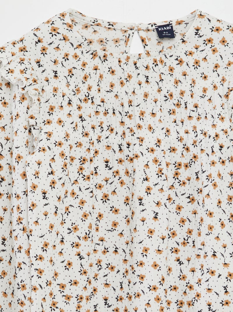 Tee-shirt imprimé avec volants Blanc imprimé - Kiabi