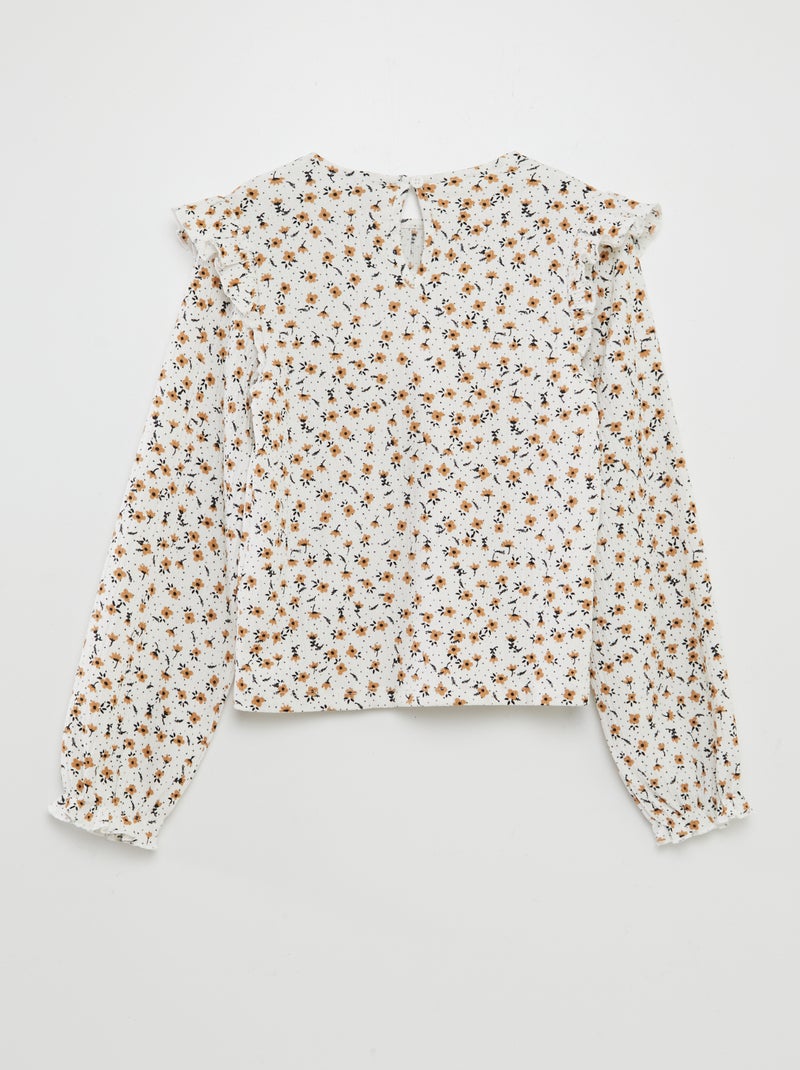 Tee-shirt imprimé avec volants Blanc imprimé - Kiabi