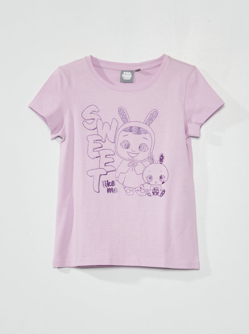 Tee-shirt imprimé 'Cry Babies' Violet - Kiabi